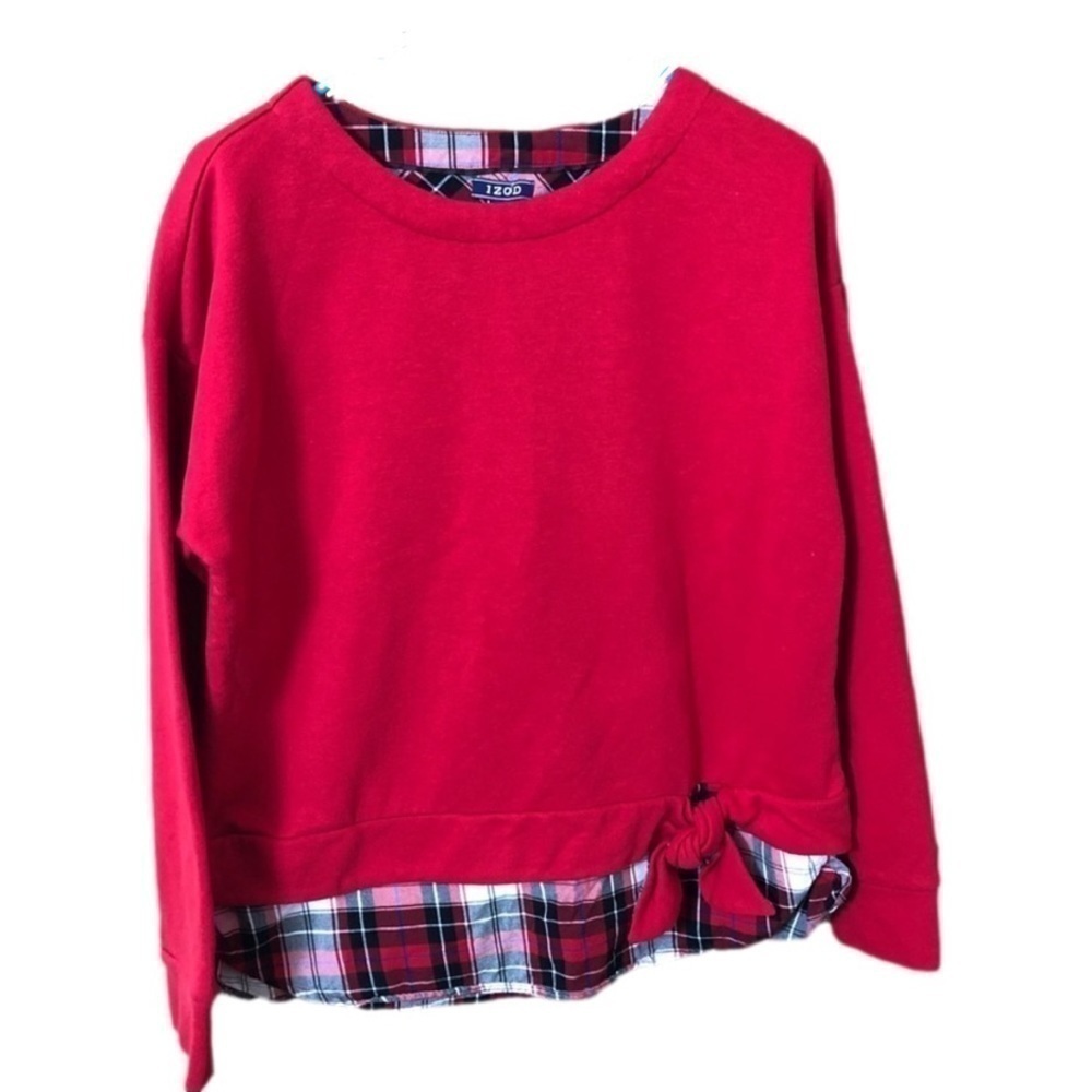 Izod Sweatshirt/Blouse Sz L Holiday Plaid